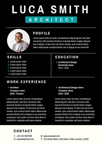 CV/Resume template Word Document free for professional architect