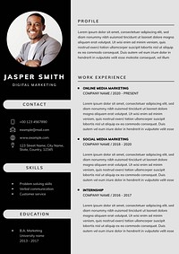 Resume/CV Word Document template free design format