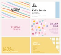 Business card template psd colorful tone set