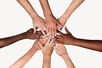 Diverse hands joined, teamwork, team building concept psd