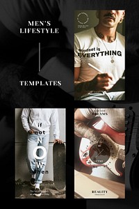 Men’s lifestyle social media post template psd set