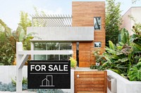 Modern house for sale, real estate housing advertisement