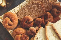 Plate of mixed bread and pastries. Visit <a href="https://kaboompics.com/" target="_blank">Kaboompics</a> for more free images.