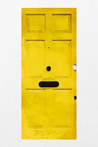 Yellow panel door clipart, modern house entrance vector