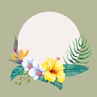 Flower frame, botanical watercolor illustration vector