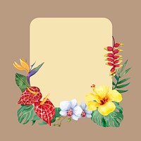 Flower frame, botanical watercolor illustration vector