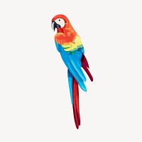 Parrot sticker, watercolor bird illustration psd