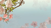 Traditional sakura desktop wallpaper, aesthetic flower border background 