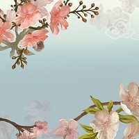 Aesthetic flower border background, Japanese Sakura psd