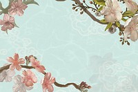 Aesthetic flower border background, Japanese Sakura psd