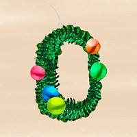 Green Christmas wreath with colorful baubles psd