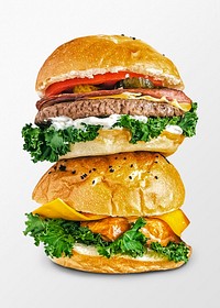 Hamburger on white background, food photography