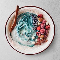 Smoothie bowl, food photography, flat lay style