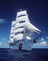 COAST GUARD BARQUE EAGLE (FOR RELEASE)San Juan, PR (Feb. 21)--Coast Guard Cutter Eagle under full sail off the coast of Puerto Rico. BROWN, TELFAIR H. PA1. Original public domain image from Flickr