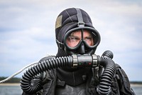 BALTIC SEA, Denmark (June 11, 2018) A Royal Norwegian Navy explosive ordnance disposal com-mando readies for a shallow water mine countermeasure search in the Baltic Sea during exercise Baltic Operations (BALTOPS) 2018, June 11.