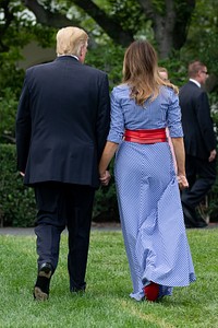 Fourth of July at the White HousePresident Donald J. Trump and First Lady Melania Trump participate in a Fourth of July picnic with military families at the White House | July 4, 2018 (Official White House Photo by Andrea Hanks). Original public domain image from Flickr