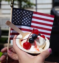 Red White and Blue Cherries and Blueberries ice cream Undeniably Dairy-Photo taken at the weekly USDA Farmers Market on 14 June 2019. Photo taken at the weekly USDA Farmers Market on 14 June 2019.. Original public domain image from Flickr