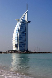 United Arab Emirates The Burj-al-Arab Hotel in Dubai. Original public domain image from Flickr