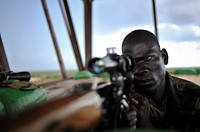 Snipers in the control tower check the surrounding areas for al-Shabab militants.