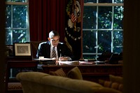 "Light matters. The paper that the President was writing on provided some fill light as he worked at the Resolute Desk in the Oval Office."