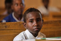 A student at HajjiI Mohamud Hilowle Primary School in Mogadishu. The school was built by AMISOM and it currently has 650 pupils. AU/UN IST PHOTO / David Mutua. Original public domain image from Flickr