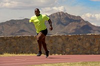 Retired Army Spc. Haywood Range III runs track during Army Trials at Fort Bliss in El Paso, Texas April 1, 2015. Athletes in the trials are competing for a spot on the Army&rsquo;s team in the 2015 Department of Defense Warrior Games. Original public domain image from <a href="https://www.flickr.com/photos/dodnewsfeatures/16980296156/" target="_blank">Flickr</a>