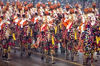 Soldiers parade on camelback during the Republic Day Parade in New Delhi, India, Jan. 26, 2015.