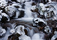 Ice covering Rocks along Wahkeena Creek in the Columbia River Gorge donated by Donald Graham. Original public domain image from Flickr