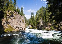 Benham Falls on the Deschutes River in Eastern Oregon on the Deschutes National Forest. Photo donated by Donald Graham. Original public domain image from Flickr