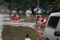 Rescued Flood Victims, Coralville, IARescuing flood victims in Coralville, IA (photography: Don Becker, USGS). Original public domain image from Flickr