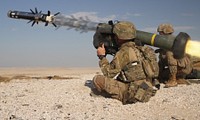 U.S. Army Spc. Colton Davis, an infantryman assigned to Company C, 2nd Battalion, 198th Armor Regiment, 155th Armored Brigade Combat Team, Mississippi Army National Guard, fires a Javelin shoulder-fired anti-tank missile during a combined arms live fire exercise as part of Exercise Eastern Action 2019 at Al-Ghalail Range in Qatar, Nov. 14, 2018.