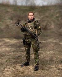 CAPU MIDIA, ROMANIA (March 20, 2017)— Romanian Sailor Cpl. Pintilie Madalina, a communications specialist, poses for a portrait during a live-fire shoot with U.S. Marines of the 24th Marine Expeditionary Unit (MEU), Female Engagement Team, at Capu Midia training grounds in Romania March 20, during exercise Spring Storm 2017.