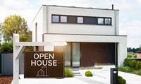 Open house sign, real estate lawn advertisement