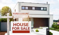 House for sale sign, foreclosure notice, real estate concept 