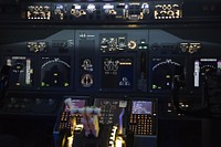 Plane cockpit control room. Free public domain CC0 photo