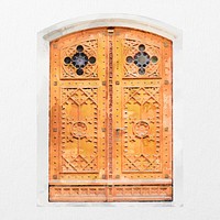 Watercolor gothic door clipart, vintage church exterior psd