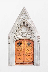 Gothic door clipart, church exterior design vector