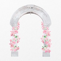 Wedding arch pillar clipart, watercolor architecture illustration