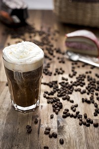 Coffee drink & coffee beans. Free public domain CC0 photo