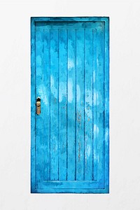 Blue watercolor door clipart, house entrance vector