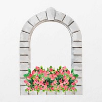 Spring window frame clipart, watercolor, aesthetic illustration vector