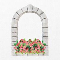 Spring window frame clipart, watercolor, aesthetic illustration psd