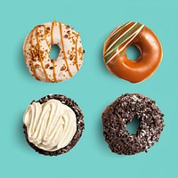 Frosted donut set, food photography psd