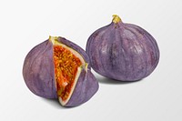 Fresh fig clipart, purple fruit on white background psd