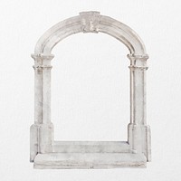 Greek window frame clipart, watercolor architecture illustration