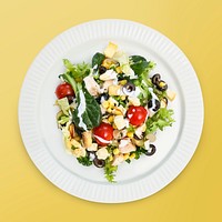 Fresh salad on a plate, food photography psd