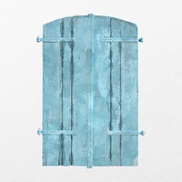 Rustic battened door clipart, watercolor architecture illustration