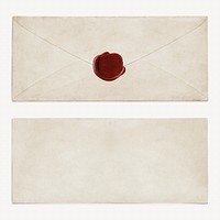 Vintage blank envelope with red wax seal