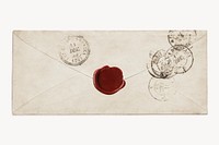 Vintage envelope with red wax seal graphic