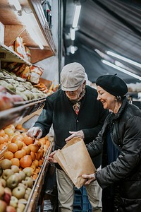 People at fresh market, buying fruits